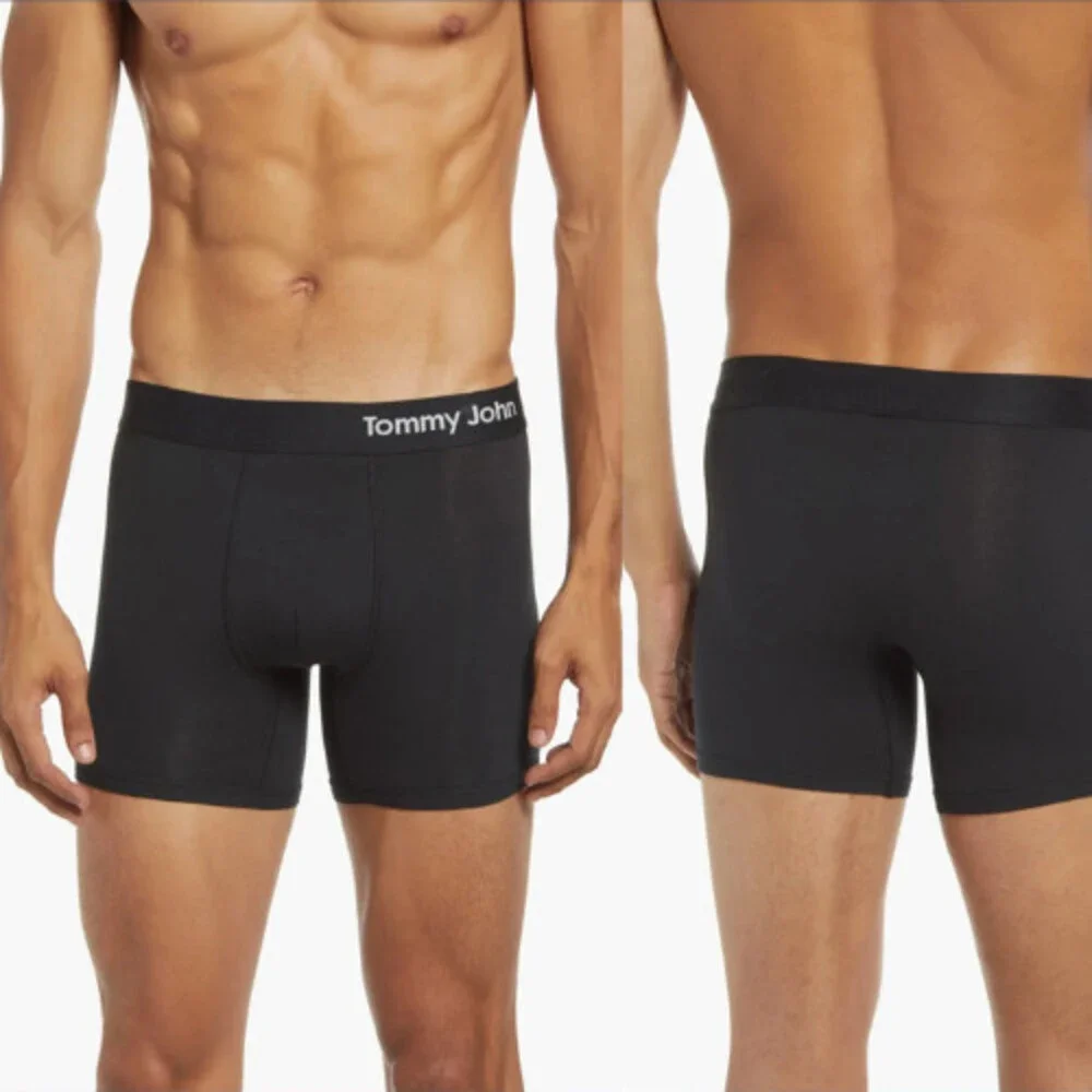 Tommy John Underwear Mens Small Black Stretch Elastic Waist Boxer Briefs SGN1595